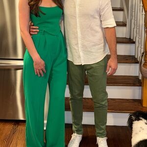 Amanda Uprichard Emerald Green Strapless Jumpsuit